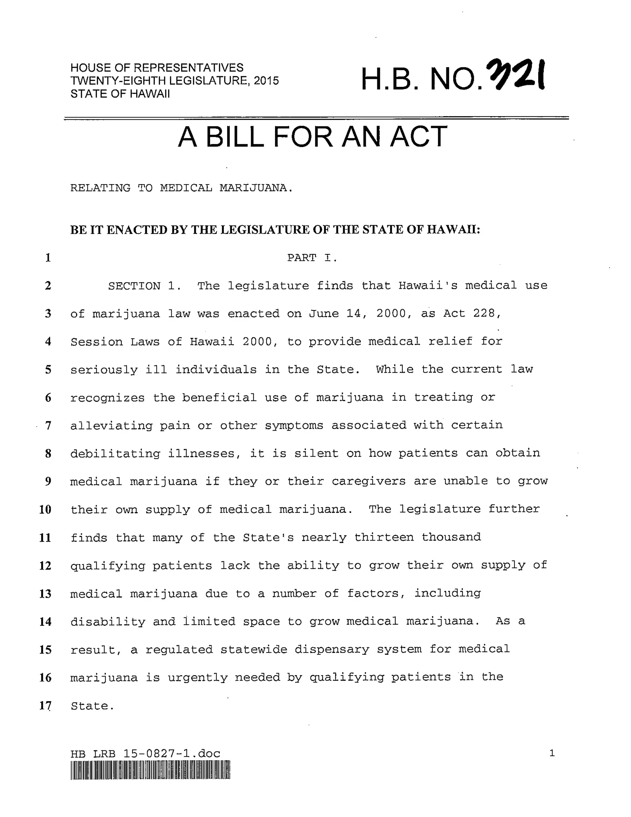 HB 321 Marijuana dispensaries | PDF