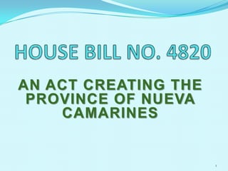 AN ACT CREATING THE
 PROVINCE OF NUEVA
    CAMARINES


                      1
 