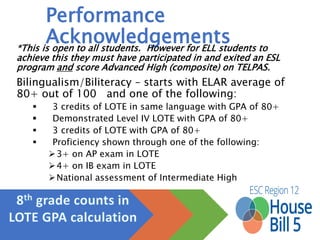 Big ideas of new SAT
• Evidence based reading and writing
• Writing – optional? (Some IHEs want the essay score.) – It is
about building an argument – English II EOC!
• More Social Studies and Science content in the Reading
section (not Humanities and Literature) – 4 out of 5 passages
• A “No calculator” section of math
• Word meaning in context, not isolation
• Math is seen as “Passport to Advanced Math”
• Way less Geometry, much more problem solving and data
analysis – consider your curriculum alignment
 