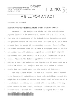 House Bill 622 Senate Draft CD1