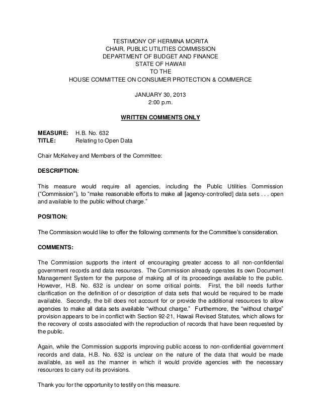 House Bill 632 Testimony