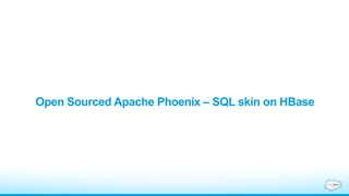 Open Sourced Apache Phoenix – SQL skin on HBase
 