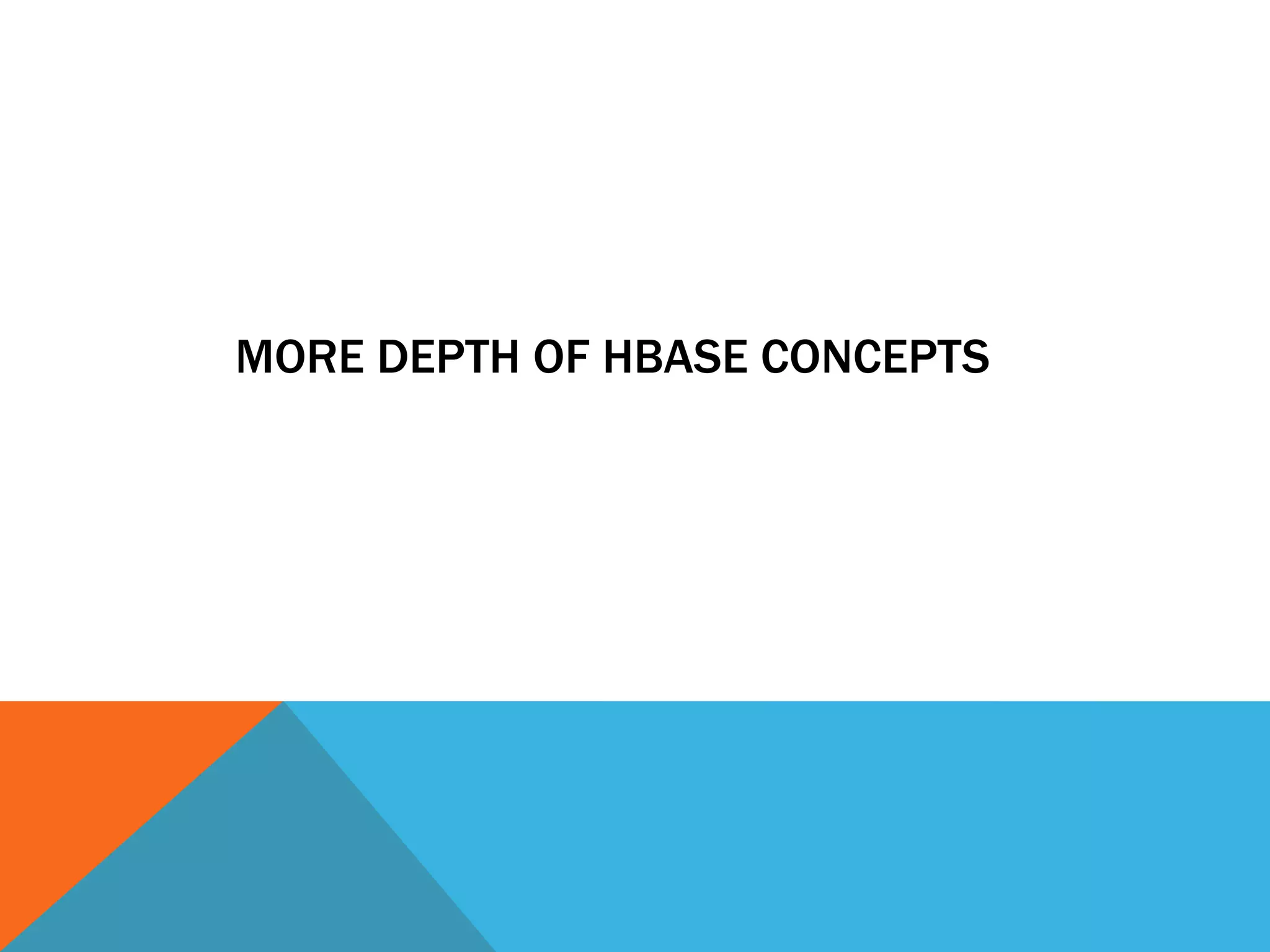MORE DEPTH OF HBASE CONCEPTS
 