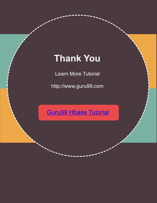 Thank You
Learn More Tutorial
http://www.guru99.com
Guru99 Hbase Tutorial
 