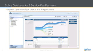 10 Copyright © 2017 splice machine
Splice Database As A Service Key Features
• Support Operational (Ex. UNICA) and AI Applications
 