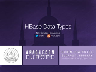 HBase Data Types 
Nick Dimiduk, Hortonworks 
@xefyr n10k.com 
 