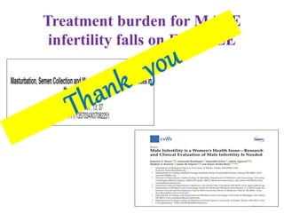 Treatment burden for MALE
infertility falls on FEMALE
 
