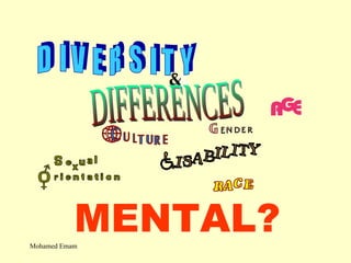 DIVERSITY DIFFERENCES MENTAL? Mohamed Emam 