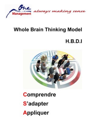 Whole Brain Thinking Model

                   H.B.D.I




   Comprendre
   S’adapter
   Appliquer
 