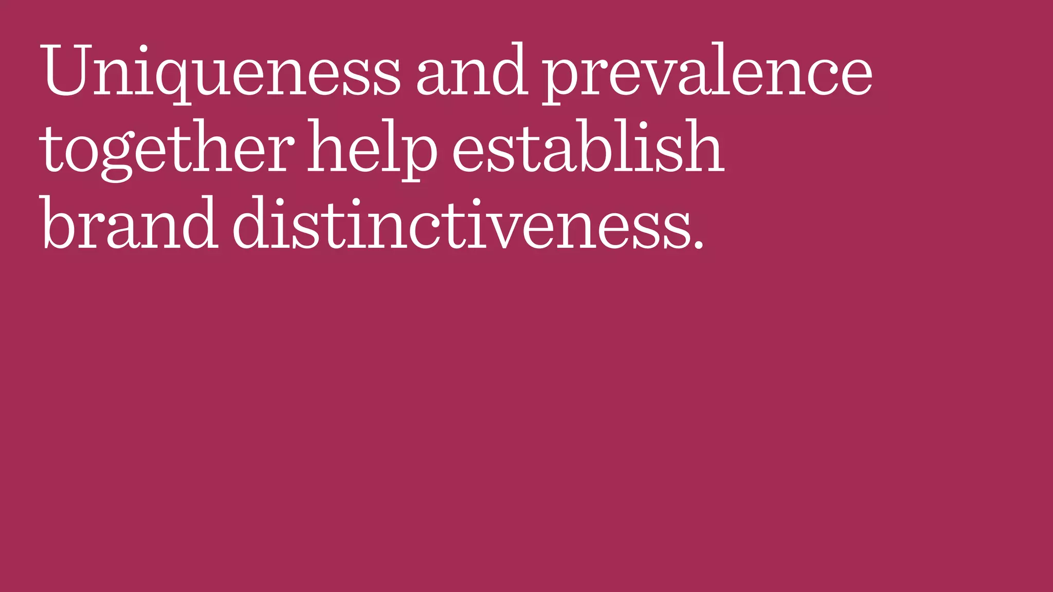 Uniquenessandprevalence
togetherhelpestablish
branddistinctiveness.
 