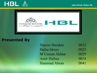 Presented By
Naeem Shoukat 0012
Hafsa Idrees 0023
M Usman Akhtar 0029
Amir Hafeez 0038
Hammad Ahsan 0041
 