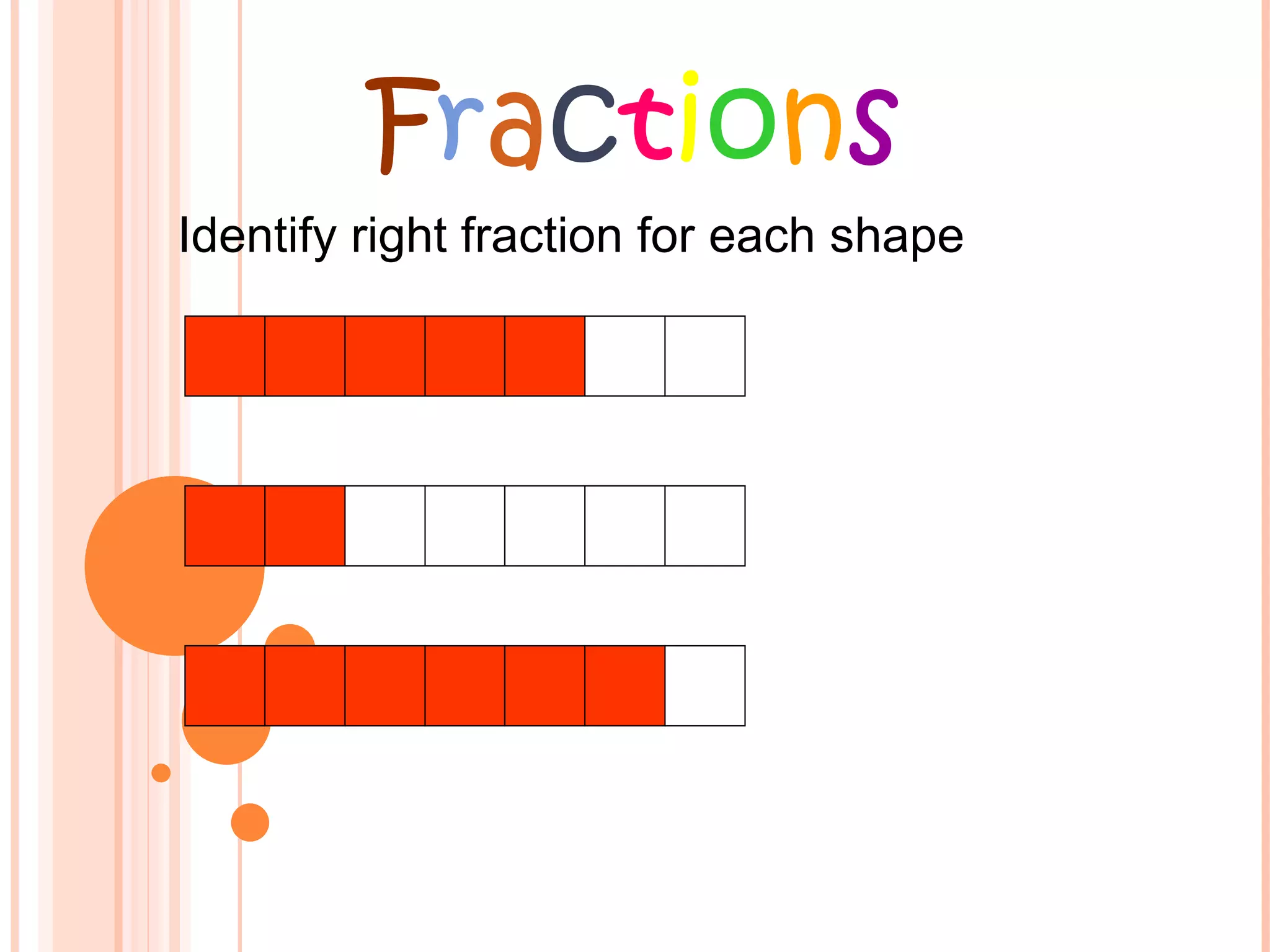 F r a c t i o n s Identify right fraction for each shape 