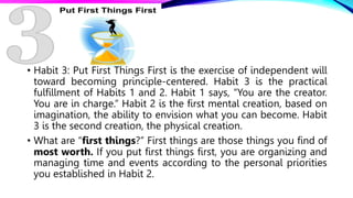 3RD HABIT OF HIGHLY EFFECTIVE PEOPLE BY STEPHEN COVEY | PPTX