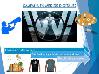 CAMPAÑA EN MEDIOS DIGITALES
Difusión en redes sociales
Feedback por parte de los consumidores
Elección de ganadores
 