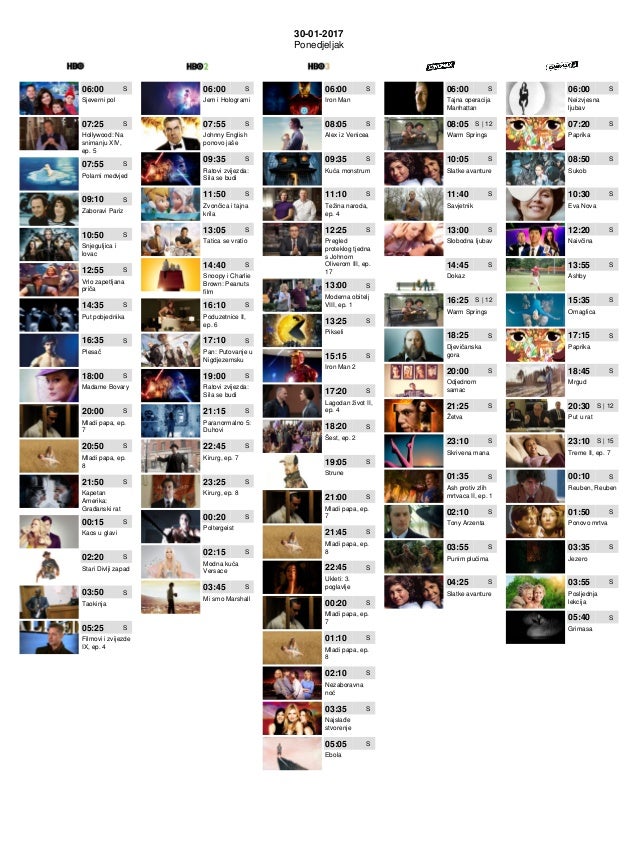 Hbo Raspored 30012017