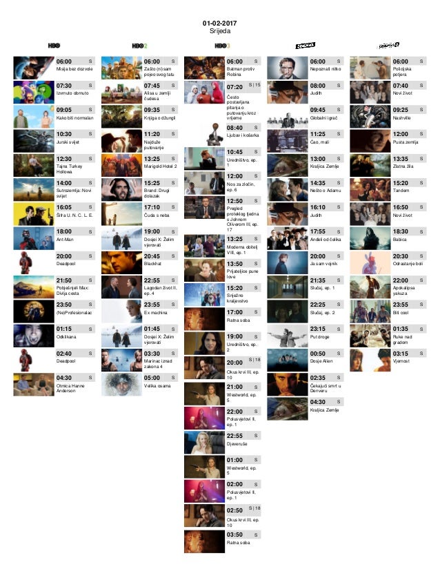 Hbo Raspored 30012017