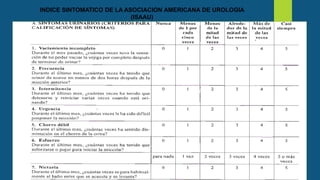 INDICE SINTOMATICO DE LA ASOCIACION AMERICANA DE UROLOGIA
(ISAAU)
 