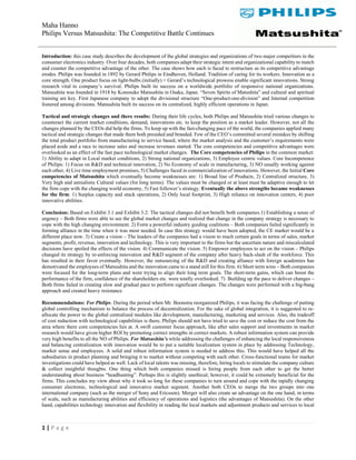 Harvard Business Review Analytic Philips Versus Matsushita The Comp