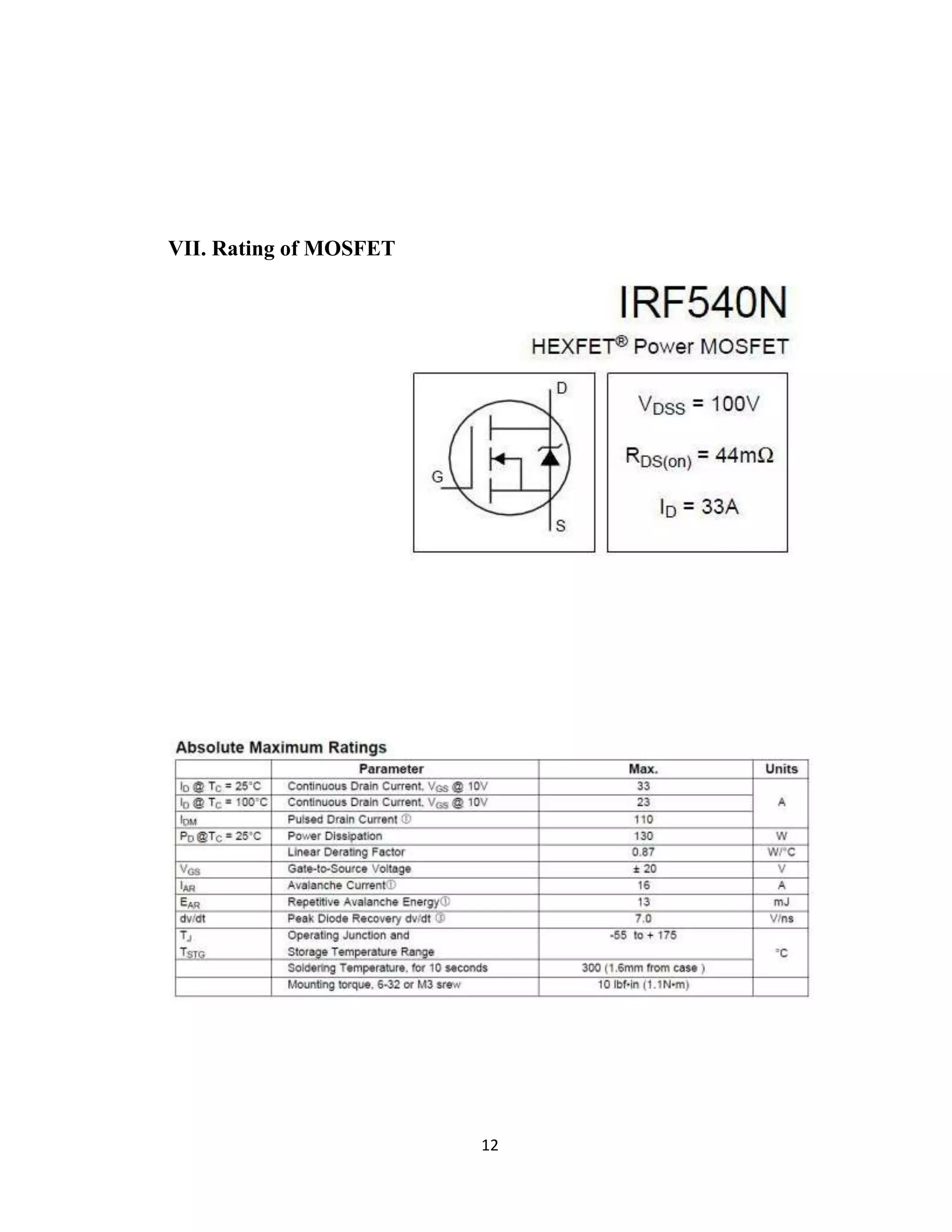 VII. Rating of MOSFET




                        12
 