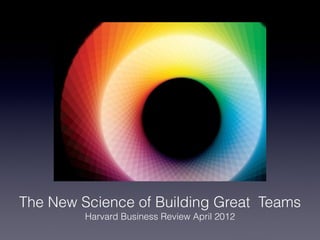 The New Science of Building Great Teams
         Harvard Business Review April 2012
 