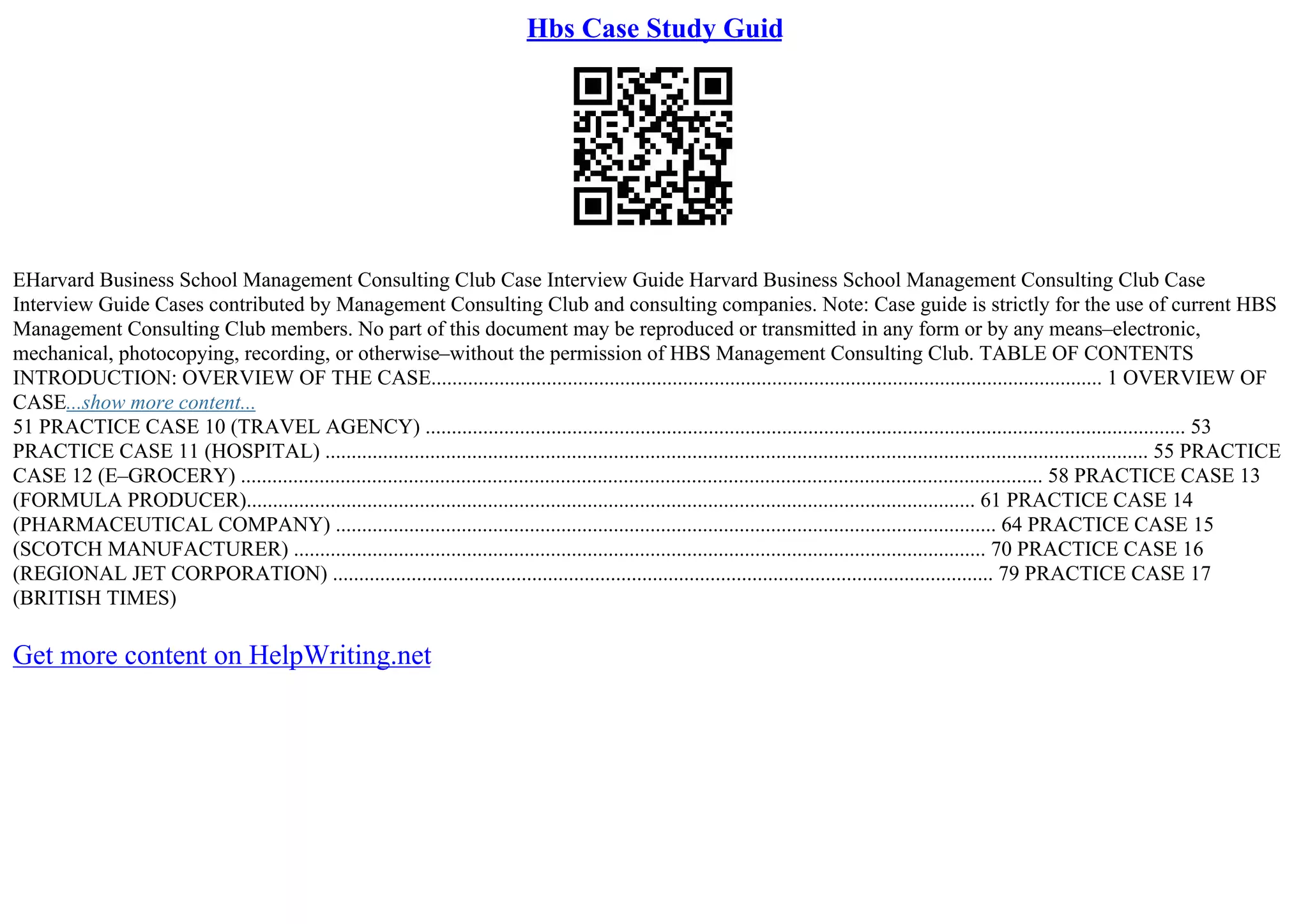 Hbs Case Study Guid PPT