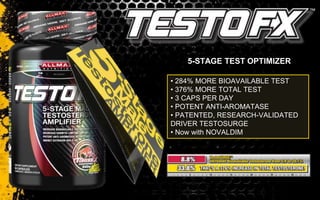 • 284% MORE BIOAVAILABLE TEST
• 376% MORE TOTAL TEST
• 3 CAPS PER DAY
• POTENT ANTI-AROMATASE
• PATENTED, RESEARCH-VALIDATED
DRIVER TESTOSURGE
• Now with NOVALDIM
5-STAGE TEST OPTIMIZER
 
