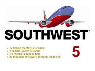 5
12 million monthly site visits
1 million Twitter followers
1.3 million Facebook fans
29 thousand reviewers on travel guide site
 
