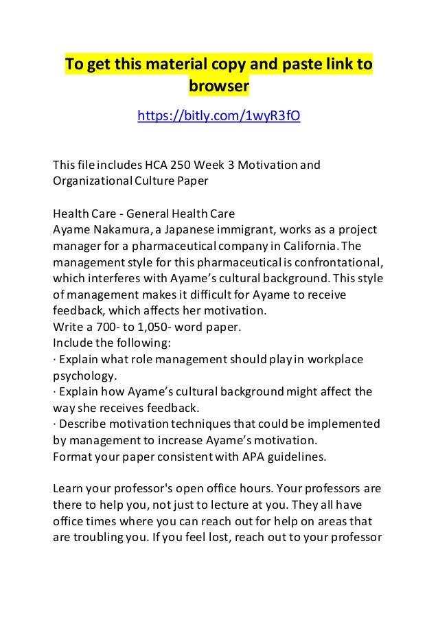 Hca250 motivation and organizational culture essay 04 picture