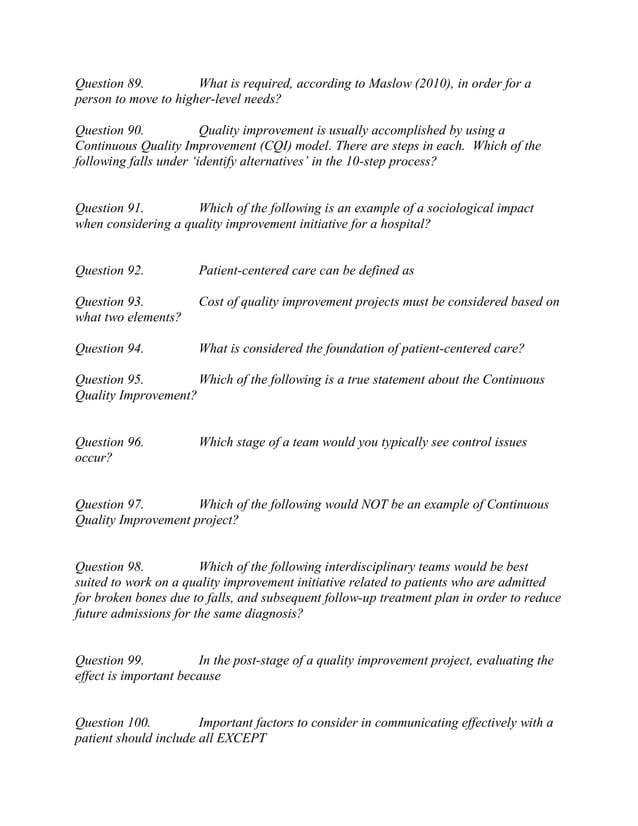 Hca 375 final exam (100 question) PDF