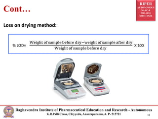 Determination of heavy metals, fineness of powder, density and moisture ...