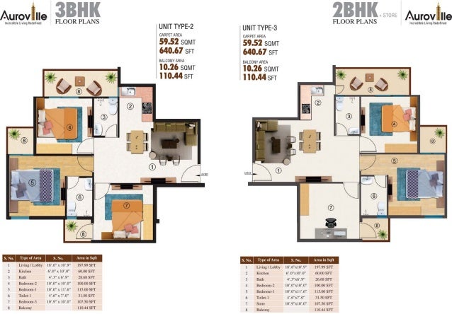 3 bhk floor plan of Hcbs auroville brochure sector 103 affordable housing project Gurgaon