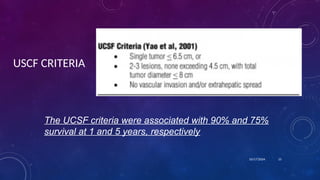 USCF CRITERIA
10/17/2024 15
The UCSF criteria were associated with 90% and 75%
survival at 1 and 5 years, respectively
 