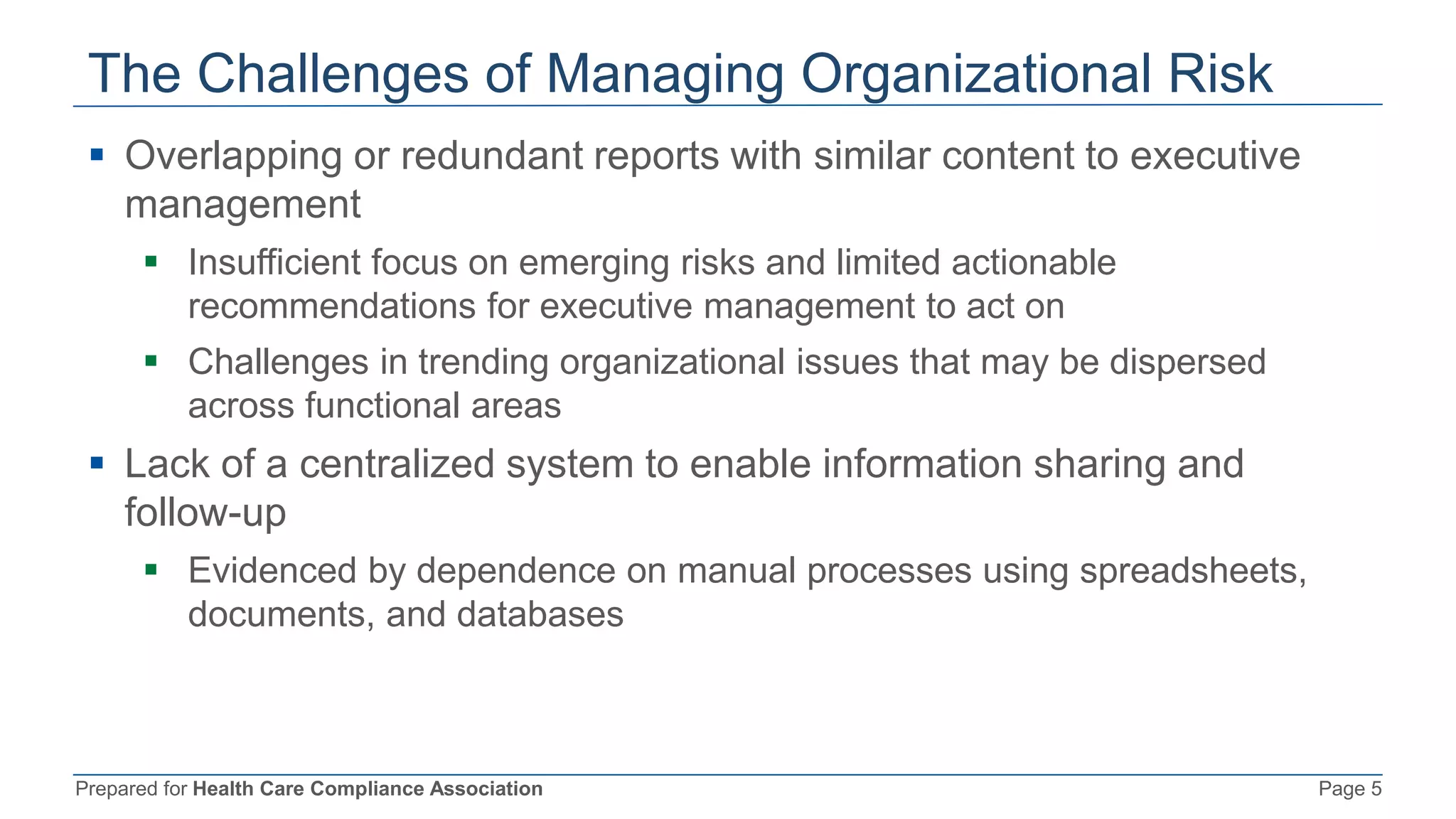 Managing Organizational Risk: The Mighty Triad of Compliance, Internal ...