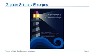 Prepared for Health Care Compliance Association Page 18
Greater Scrutiny Emerges
 