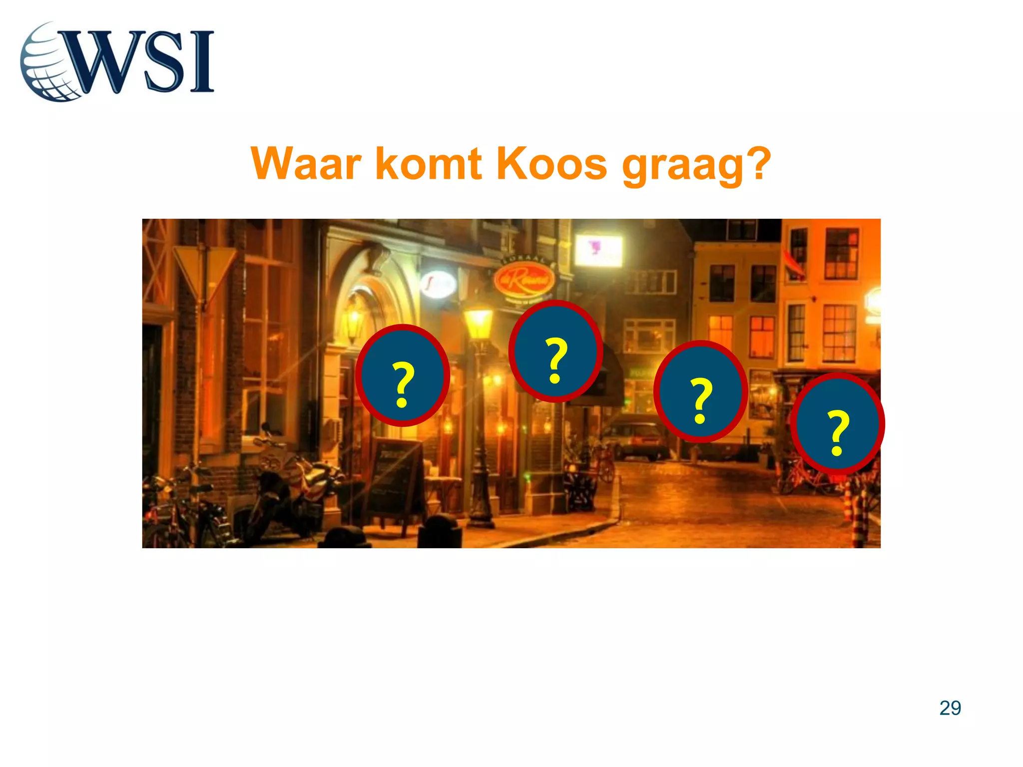 Waar komt Koos graag?




     ?     ?
                 ?
                        ?



                            29
 