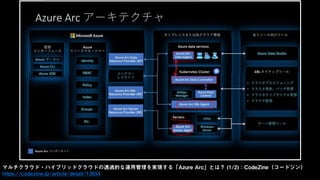マルチクラウド・ハイブリッドクラウドの透過的な運用管理を実現する「Azure Arc」とは？ (1/2)：CodeZine（コードジン）
https://codezine.jp/article/detail/13654
 