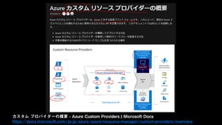 カスタム プロバイダーの概要 - Azure Custom Providers | Microsoft Docs
https://docs.microsoft.com/ja-jp/azure/azure-resource-manager/custom-providers/overview
 