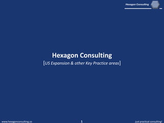 Hexagon Consulting




                               Hexagon Consulting
                           [US Expansion & other Key Practice areas]




www.hexagonconsulting.co                      1                               just practical consulting!
 