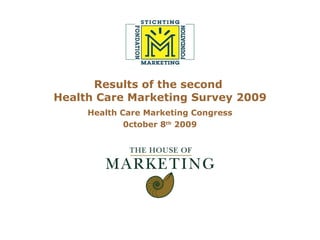 Results of the second  Health Care Marketing Survey 2009 Health Care Marketing Congress 0ctober 8 th  2009 