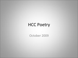 HCC Poetry October 2009 