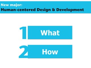 New major:
Human-centered Design & Development
What
1
How
2
 