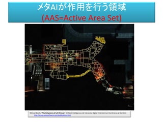 メタAIが作用を行う領域
(AAS=Active Area Set)
Michael Booth, "The AI Systems of Left 4 Dead," Artificial Intelligence and Interactive Digital Entertainment Conference at Stanford.
http://www.valvesoftware.com/publications.html
 