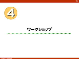31
Copyright © Masaya Ando
ワークショップ
4
今日のワークショップは
いろいろと厳しいです！
 