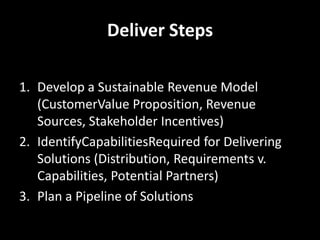 PLAN MINI-PILOTS & ITERATIONFor each solution in your pipeline, it is important to identify simple, low-investmentnext steps to keep the ideasalive. One way to keepiteratingand learning is to plan mini-pilotsbeforelarge-scalepilots or full-scaleimplementation.For eachmini-pilot, ask threequestions:» Whatresourceswill I need to test out this idea?» What key questionsdoes this mini-pilotneed to answer?» Howwillwemeasure the success of this mini-pilot?>> MINI-PILOT PLANNING WORKSHEET >>