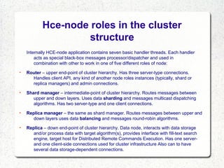 Hce-node roles in the cluster
structure
Internally HCE-node application contains seven basic handler threads. Each handler...