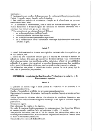 Hceres   projet de décret - mai 2014