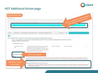 HCF Additional Action page
Additional action
requirement
Add a new Action
 