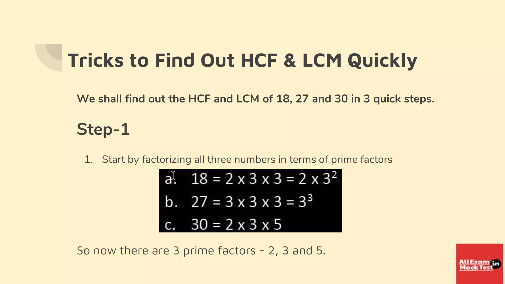 Quick Guide For HCF & LCM | PPTX