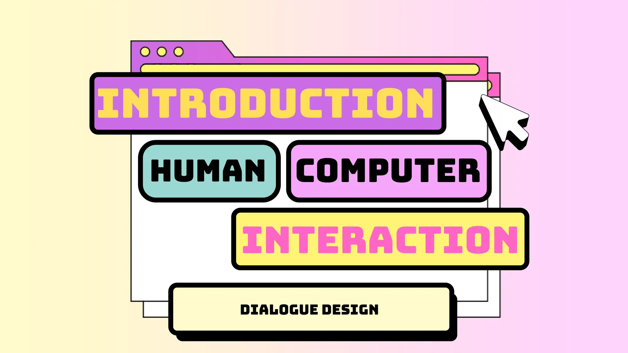 Dialogue design
introduction
human computer
interaction
 