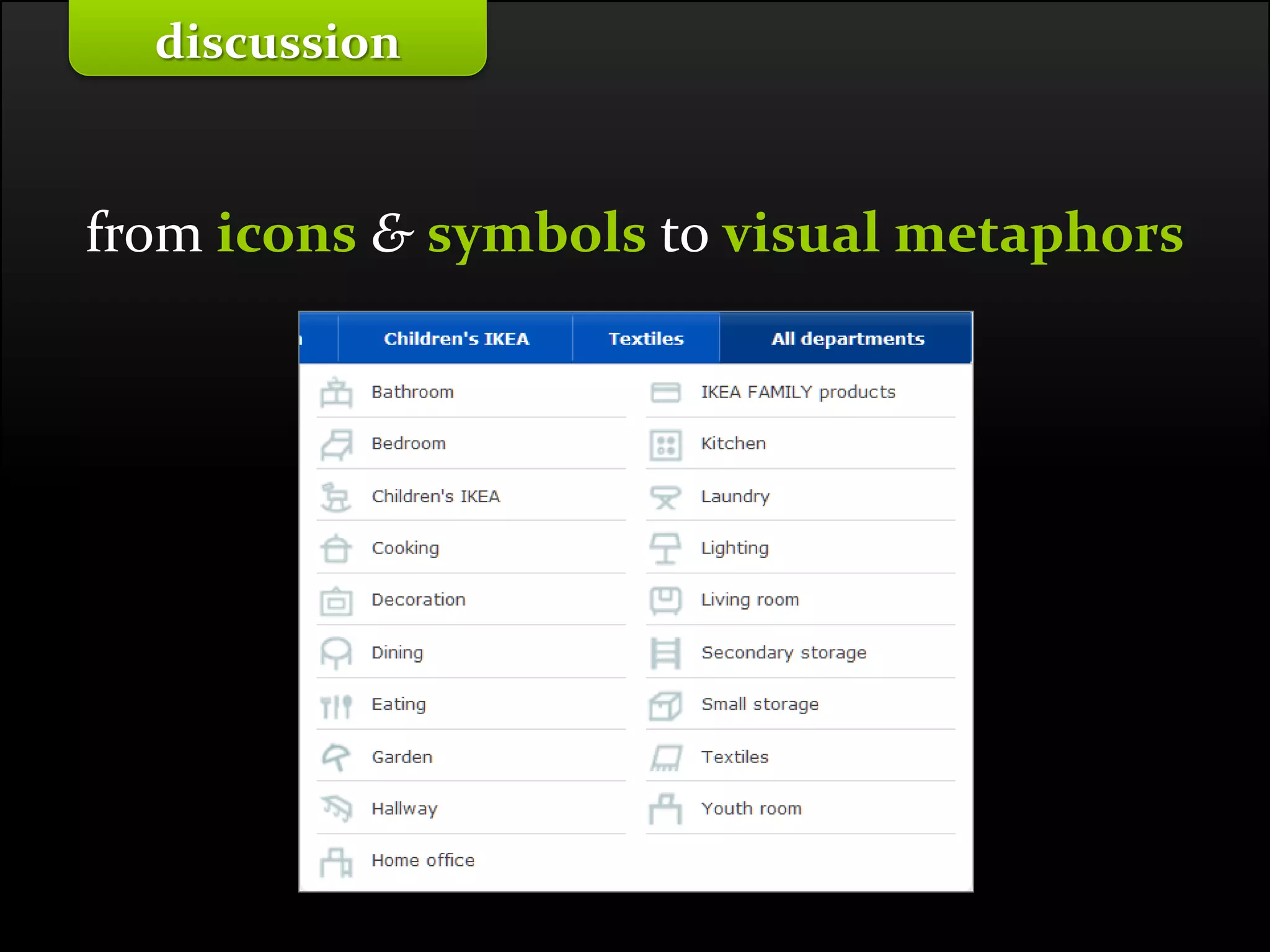 Master on Software Engineering :: Human-Computer Interaction
Dr. Sabin-Corneliu Buraga – profs.info.uaic.ro/~busaco/
from icons & symbols to visual metaphors
discussion
 